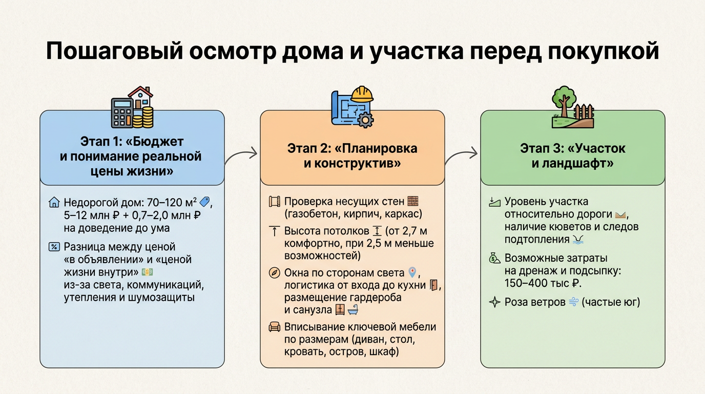 Пошаговый осмотр дома и участка